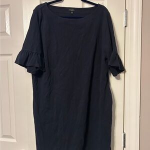Navy Ruffle Sleeve Dress